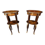 Pair of Louis XV style bedside tables in marquetry