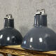 Pair of Mazda industrial suspension lamps in lacquered sheet metal