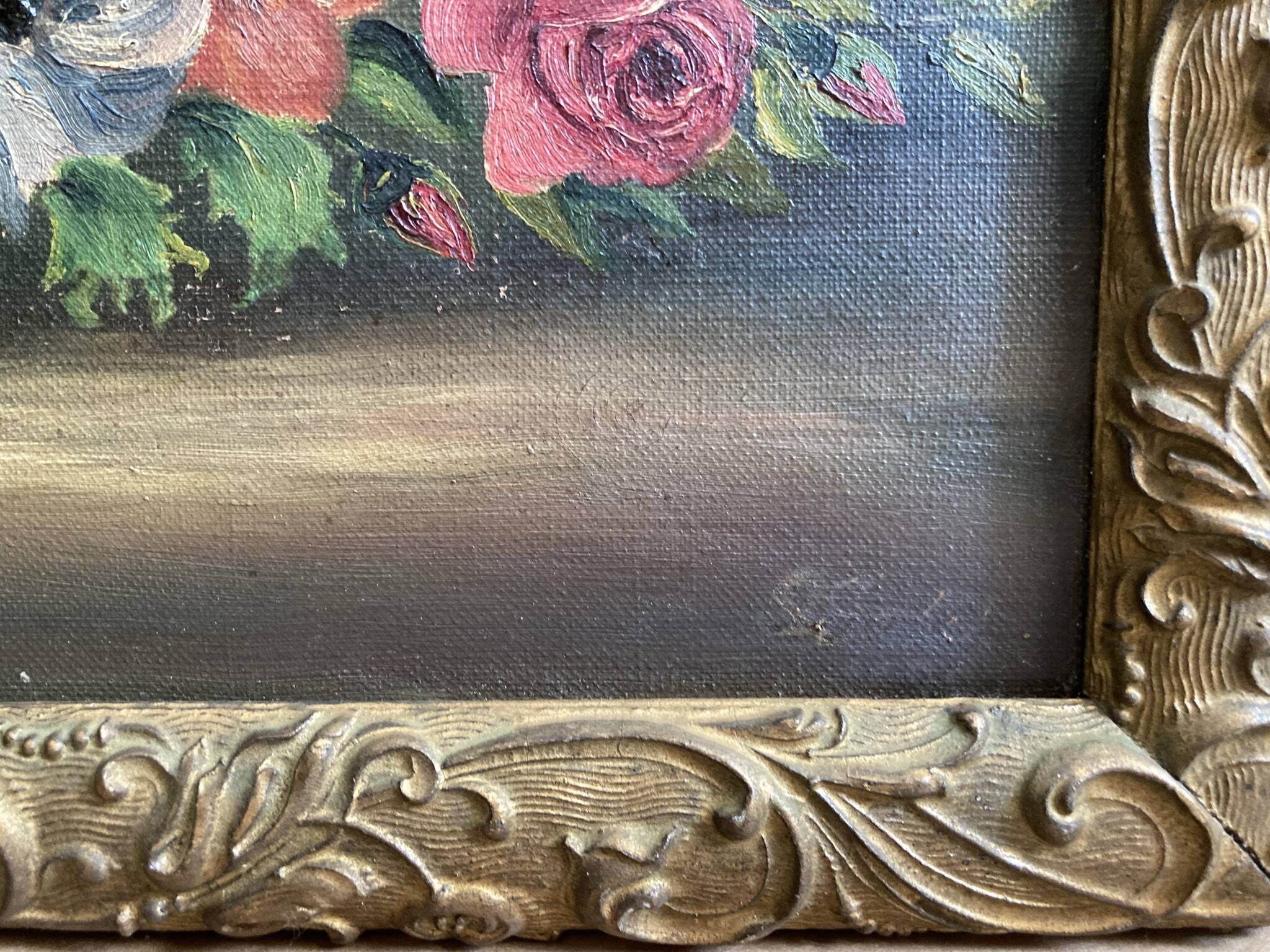 HST, still life with roses and anemone signed and dated 1930
