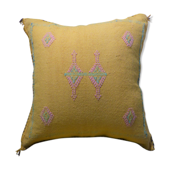 Coussin sabra jaune soie de cactus