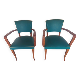 pair of chairs, green bridge armchairs