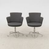 2 fauteuils vintage pivotants en tissu gris de axelson pour garnas 2014 suède