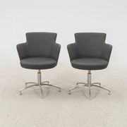 2 vintage swivel armchairs in gray fabric by axelson for garnas 2014 sweden