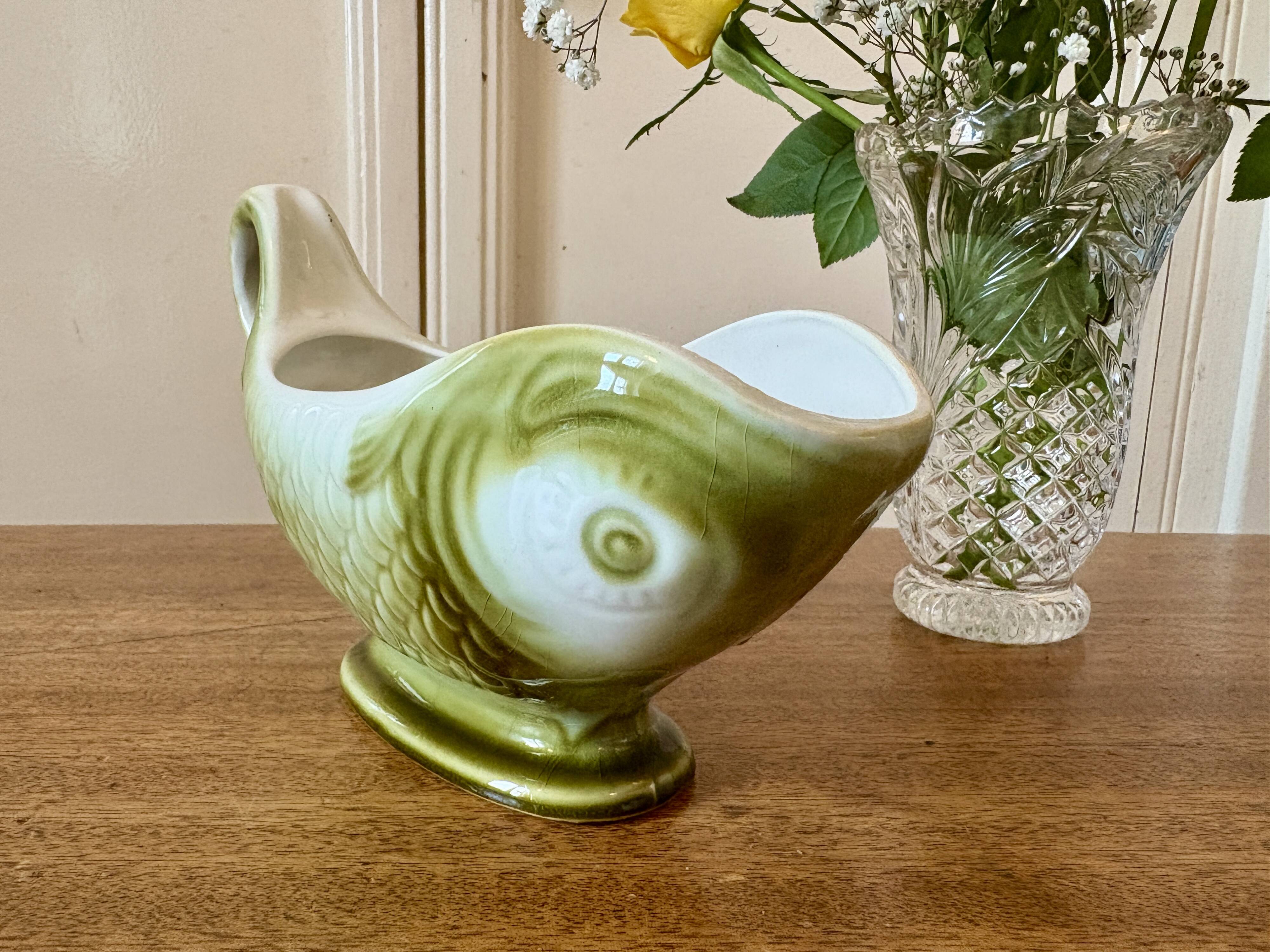 Vintage fish-shaped sauce boat Moulin des Loups