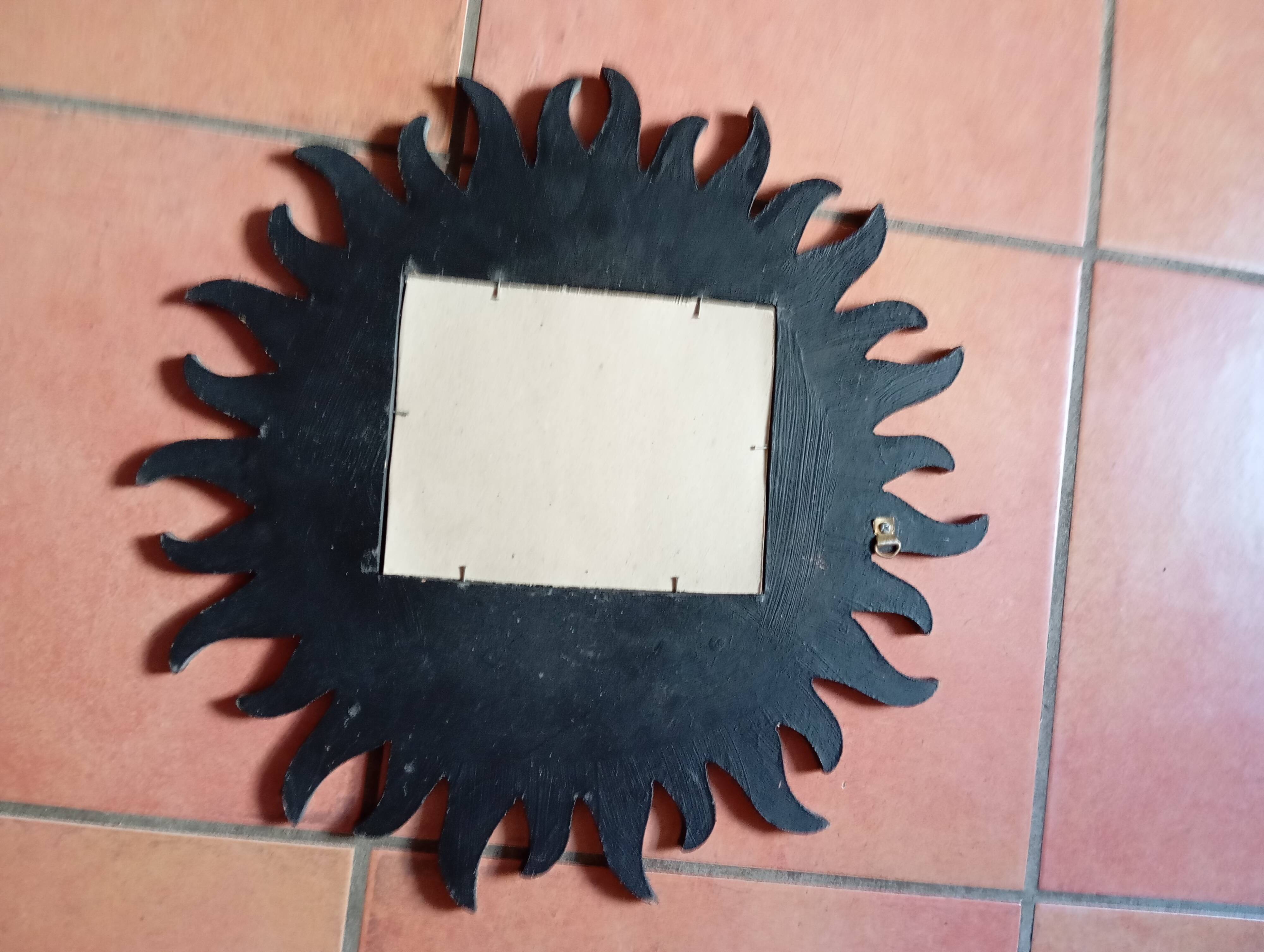 Yellow green wooden sun mirror