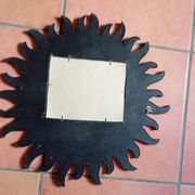 Yellow green wooden sun mirror