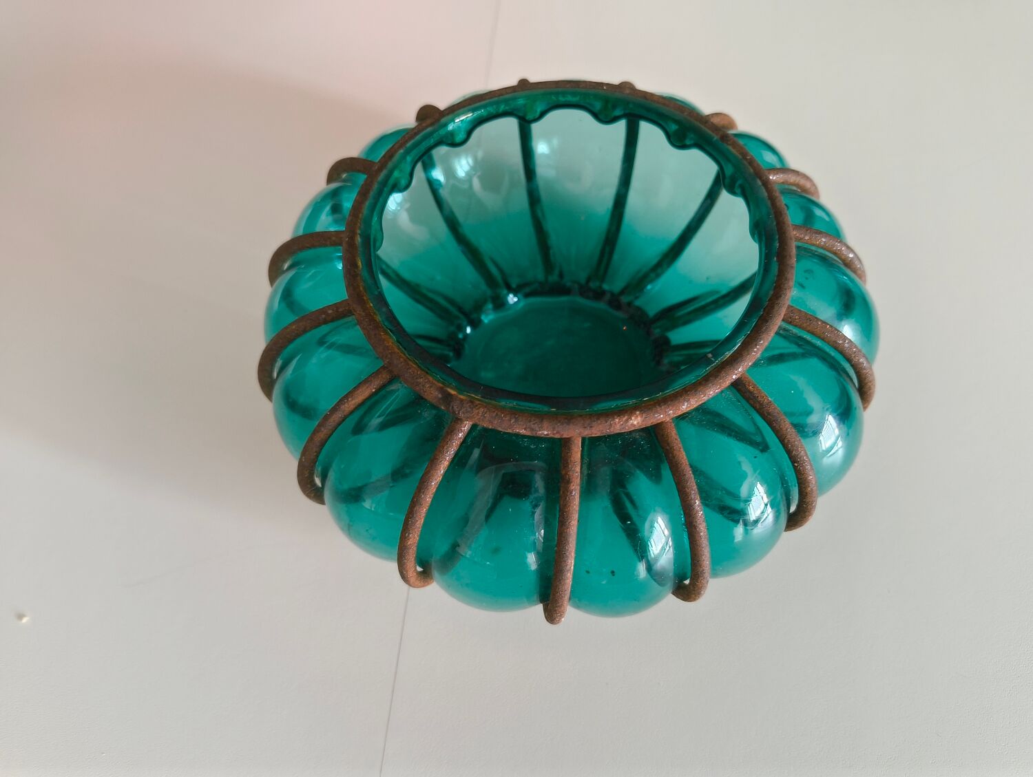 Vintage green blown glass lantern – bohemian spirit – Pier Import