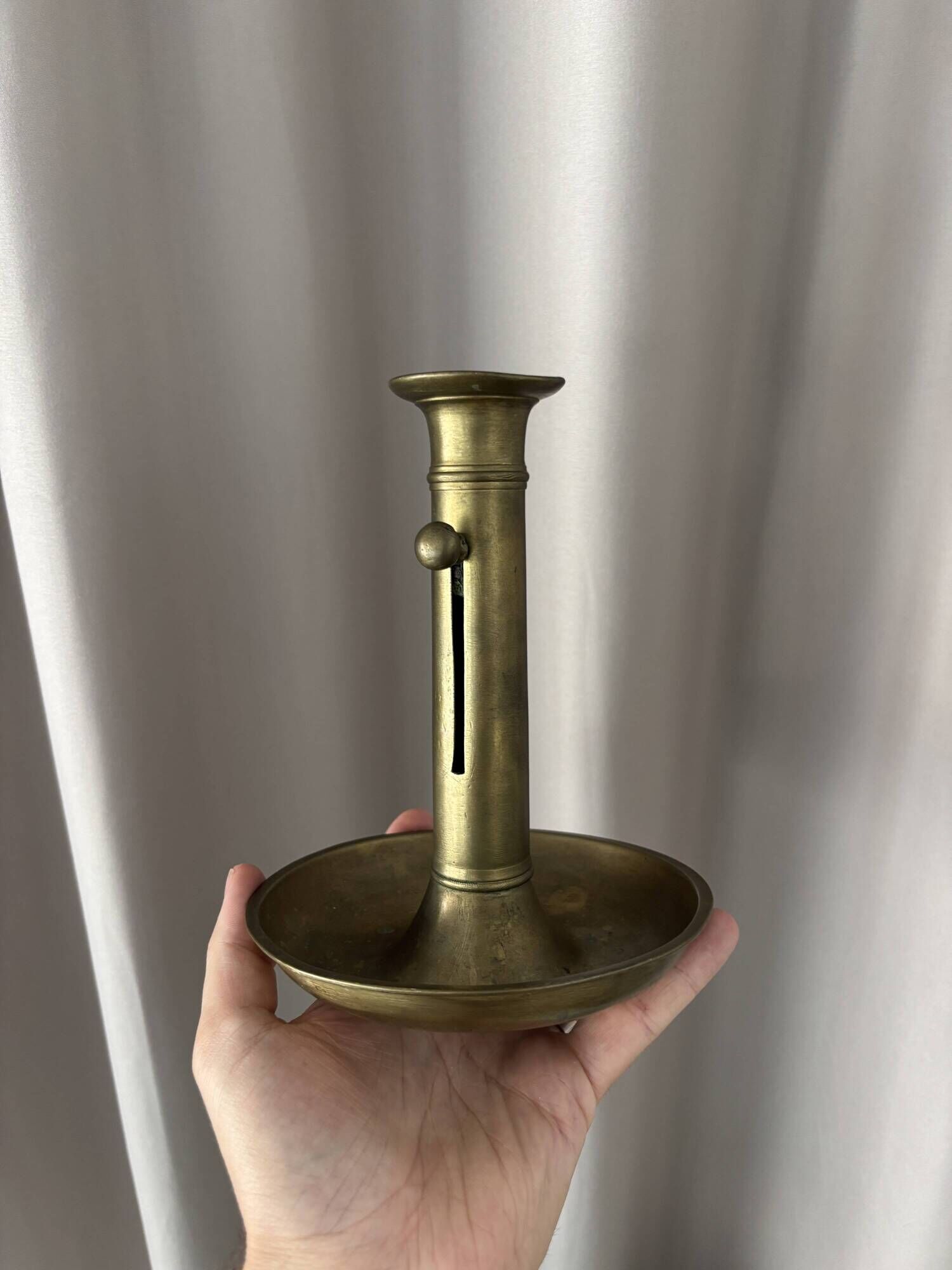 Vintage Adjustable Brass Chamber Candlestick