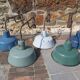 Set of 5 enamelled industrial wall lamps, 60s