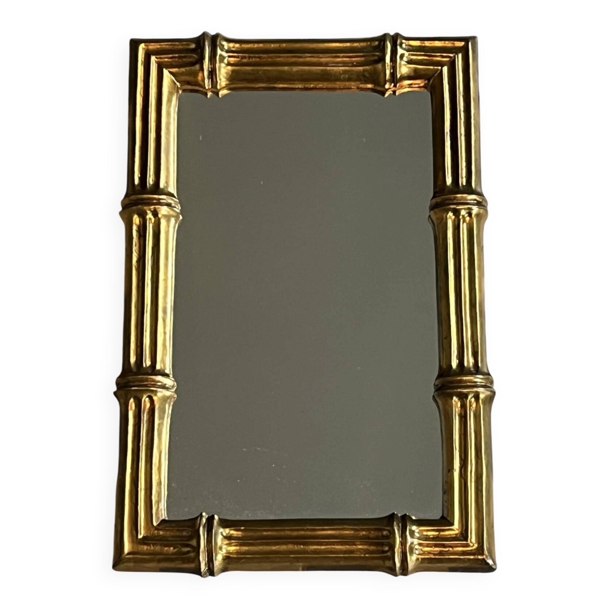 Miroir aspect bambou doré Italie 1970