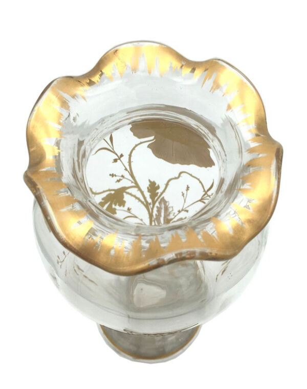 Vase art nouveau avec décor peint de coquelicots et de papillon 1900
