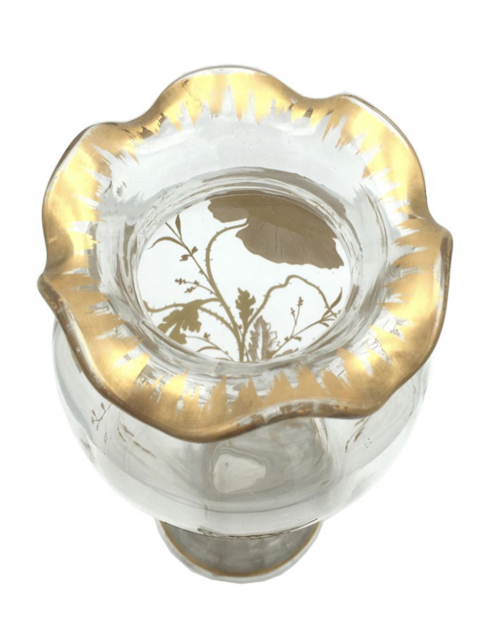 Art Nouveau vase with Painted decoration of Poppies and Butterfly 1900