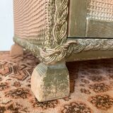 60s pink and gold Lloyd loom bedside table