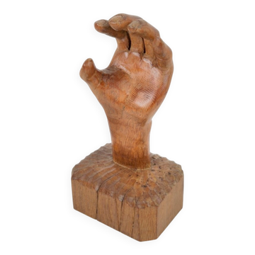 Sculpture en bois de style brutalisme et arts et métiers, main, années 1950