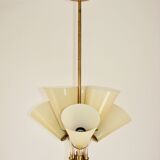 Chandelier Kamenický Šenov – Czechoslovakia, 1950s, brass and glass