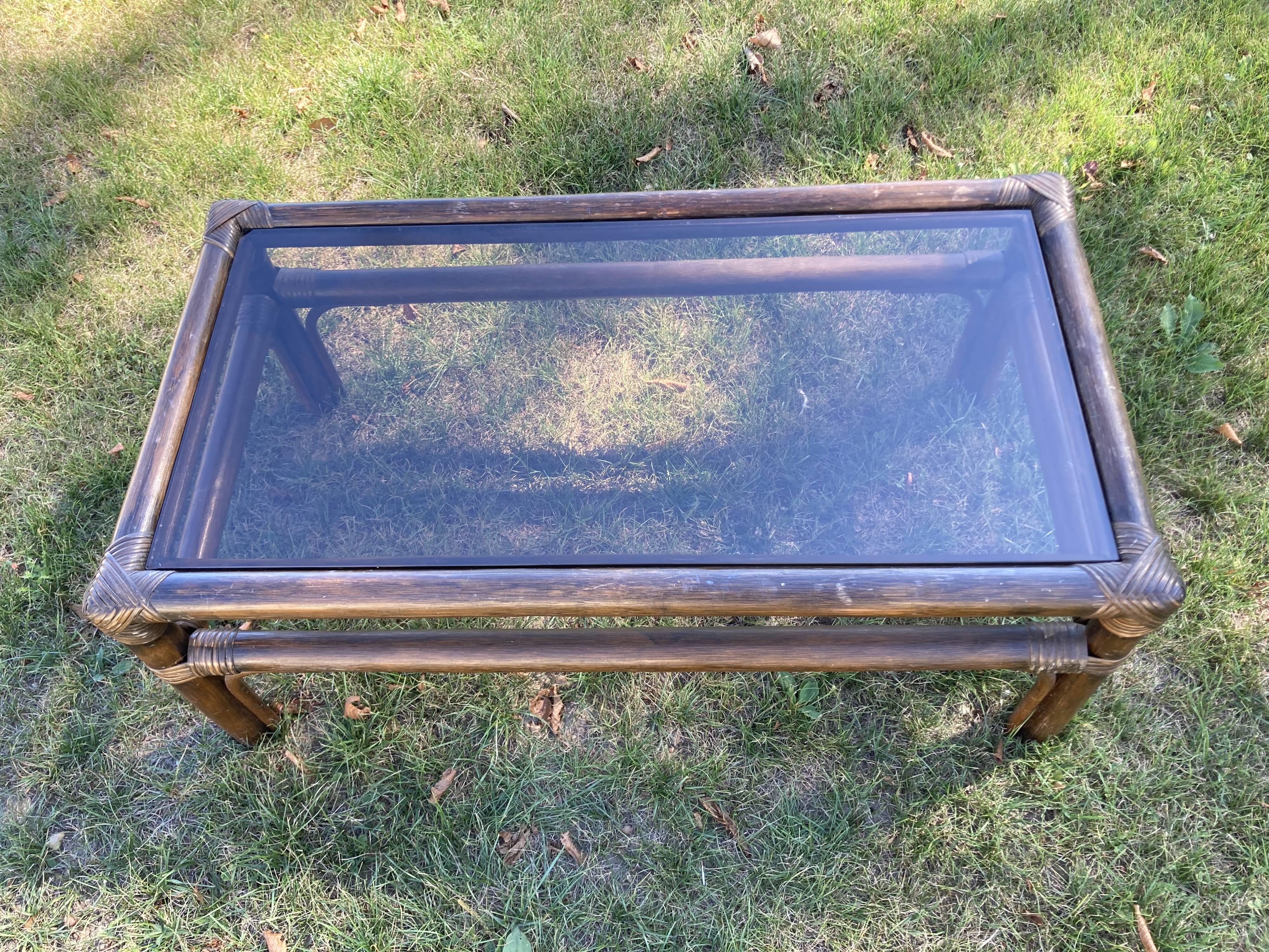 Rattan and bamboo coffee table