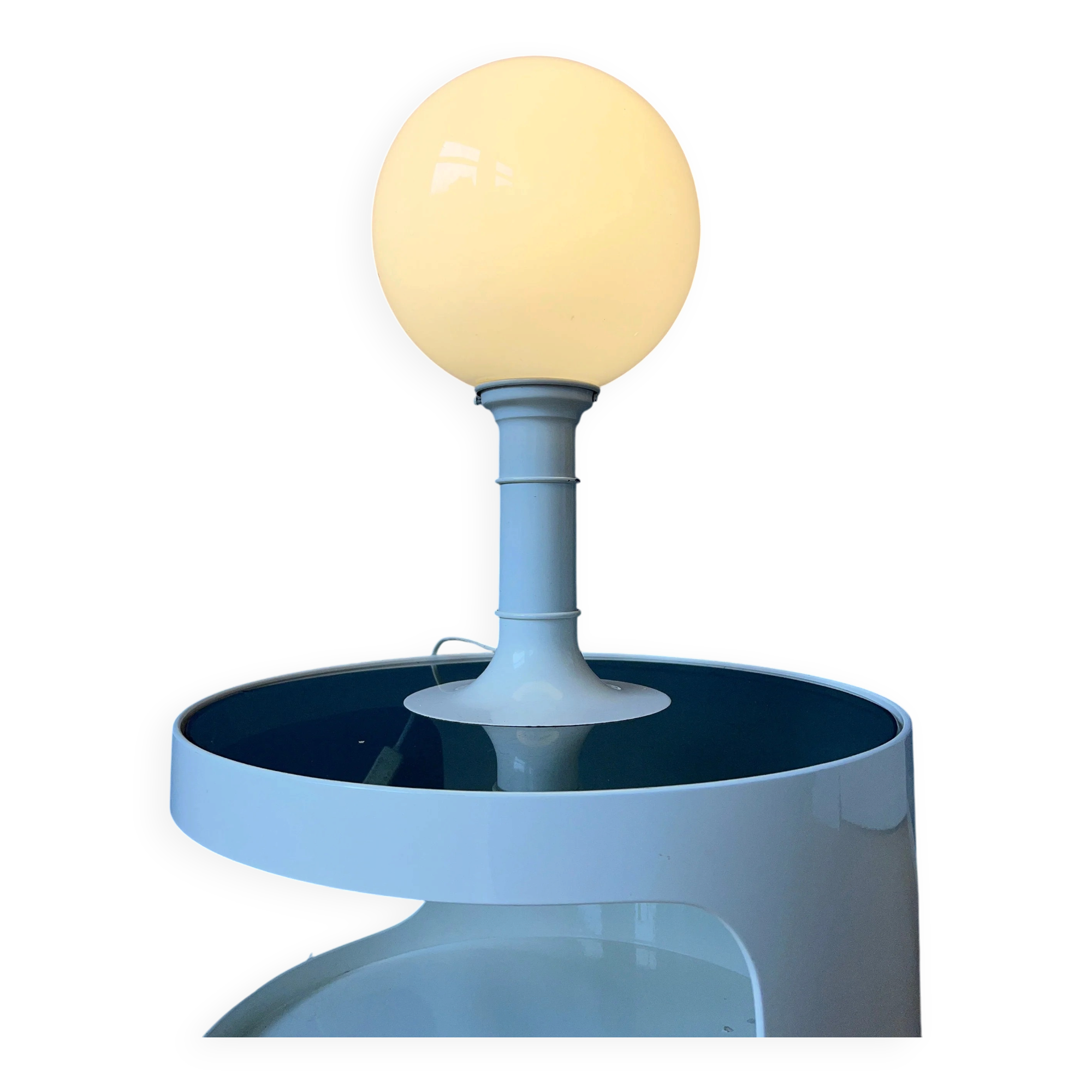 White Space Age table lamp Woja Holland with opal glass shade