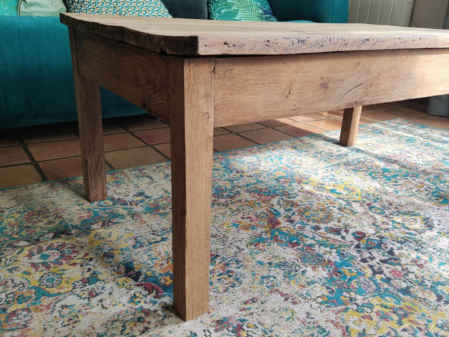 Vintage solid oak farmhouse coffee table 113x64