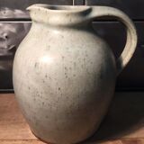 Pitcher in speckled gray enamelled sandstone signed