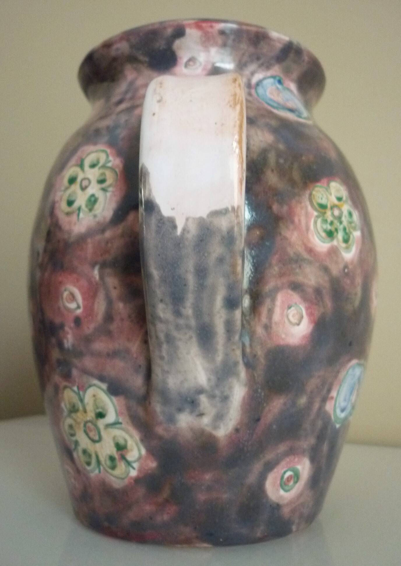 Rooster pitcher vase, glazed ceramic signed Jeanne Azambourg, Le Clos De Joye, 1960s