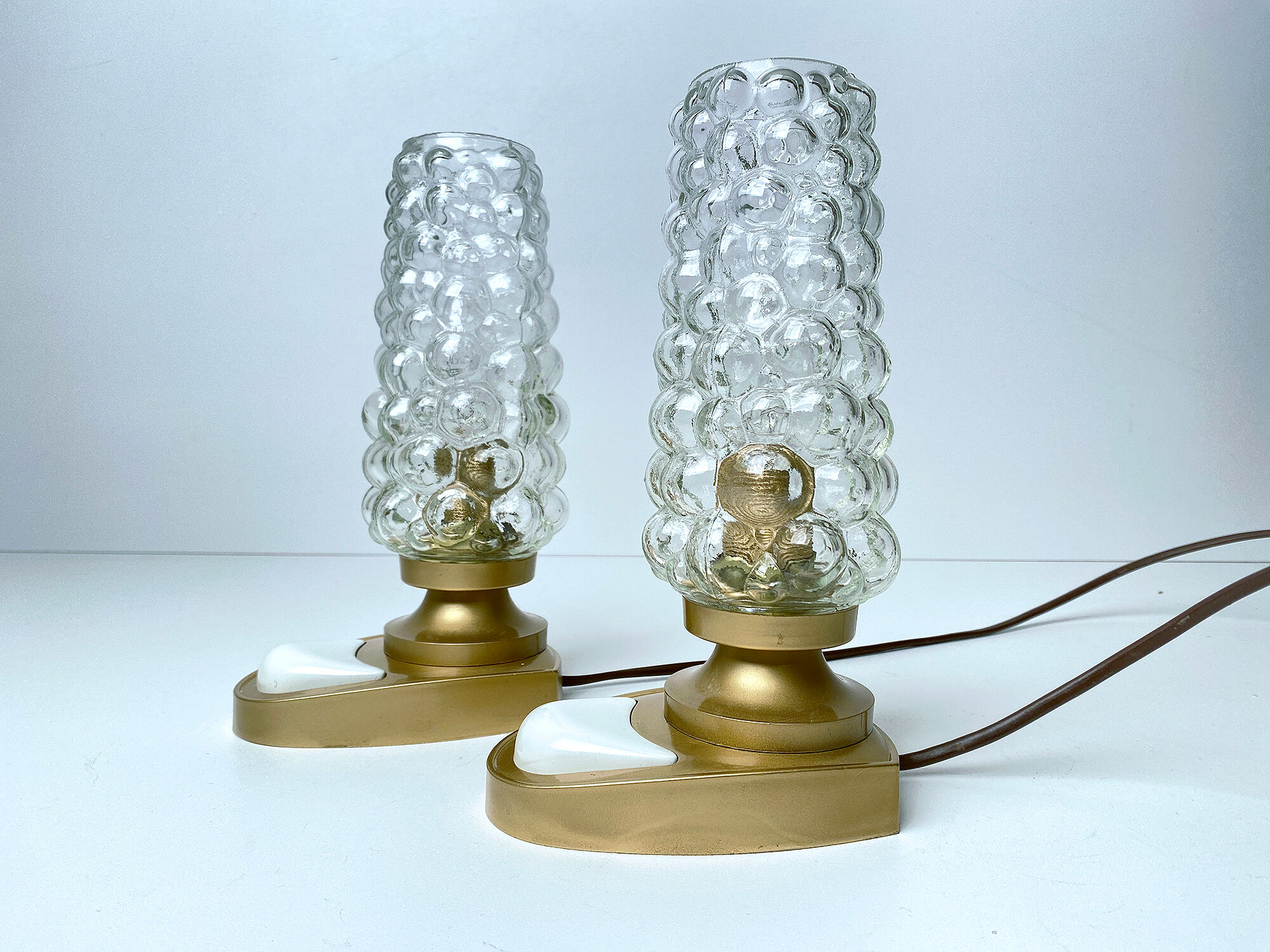 Pair of vintage table lamps, bubble glass, 70s