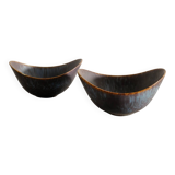 Pair of Swedish Ceramic Blue Berown Bowls by Gunnar Nylund, 1950s