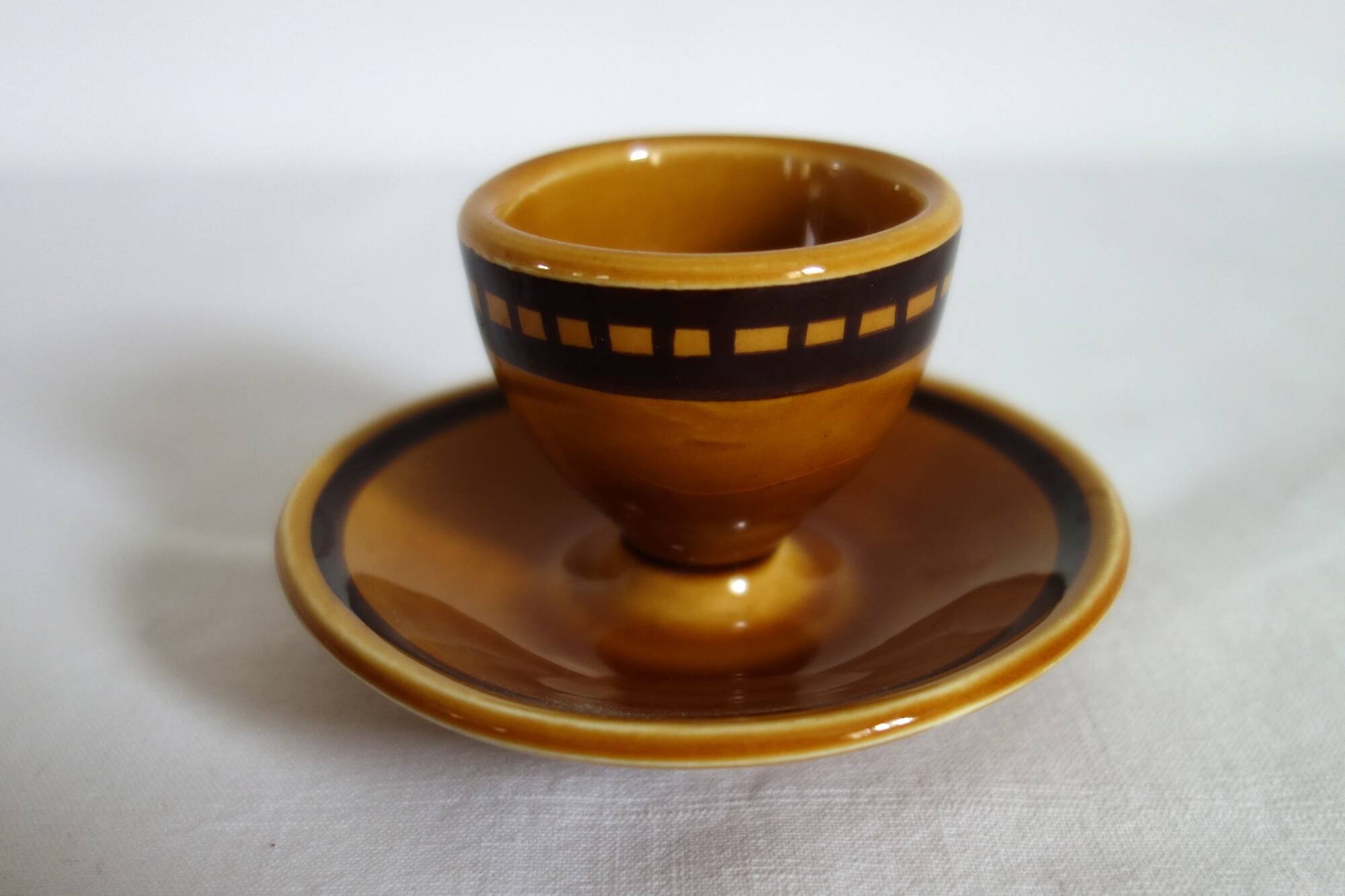4 Longchamp glazed ceramic egg cups from the 70s