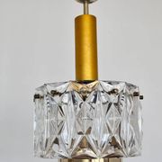 Pair of midcentury glass chandeliers/pendants by Kinkeldey, Germany, 1970s