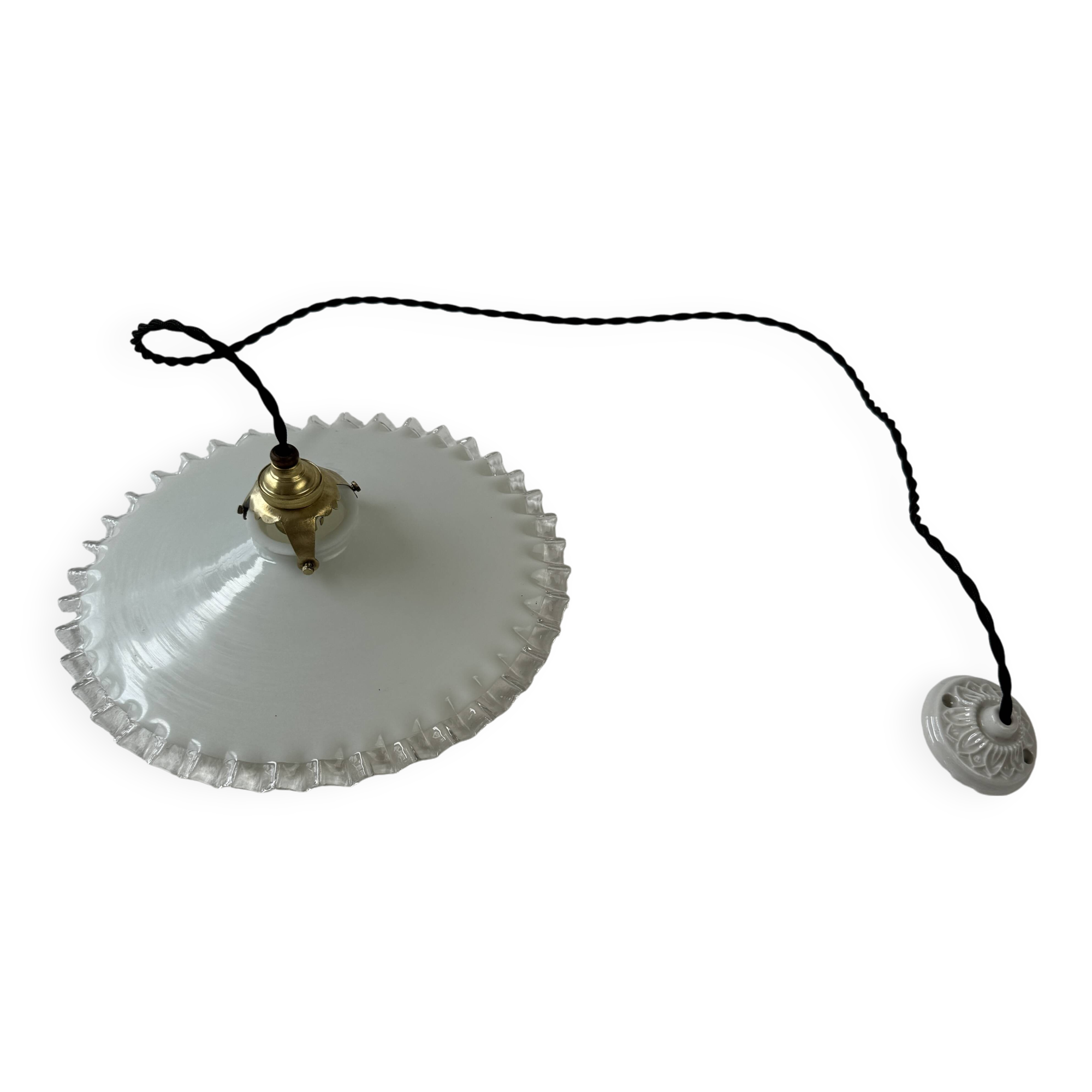 Old opaline laced suspension 26.5 cm vintage