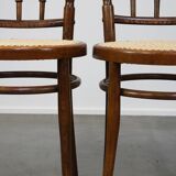 Set of 4 very charming antique Thonet bistro chairs with new matte seats
