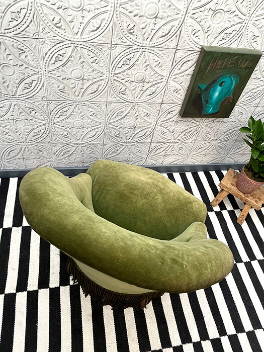 Olive green toad armchair