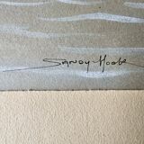 Watercolor of the Black Ocean Liner at Sea Signed TABOUREAU Georges known as Sandy-Hook (1879)