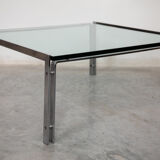 Glass top and chrome coffee table by Horst Brüning for Kill