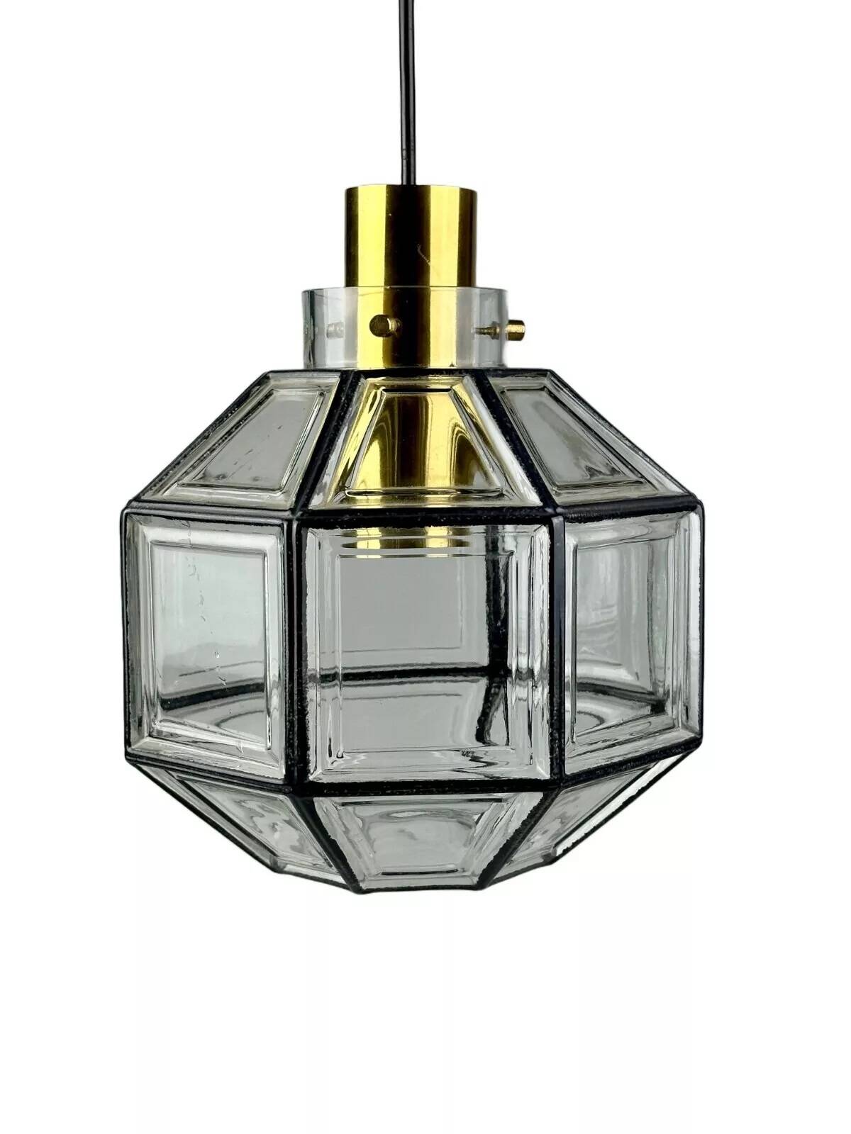 60s 70s ceiling lamp Glashütte Limburg Germany glass & brass Space Age