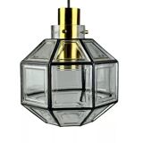 60s 70s ceiling lamp Glashütte Limburg Germany glass & brass Space Age