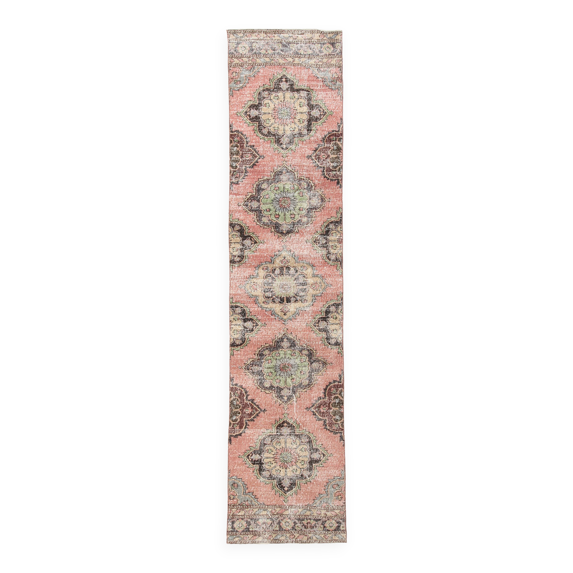 3x12 Rug For Hallway Dark Salmon  Persian Turkish Runner Rug, 82x364Cm SK 5242