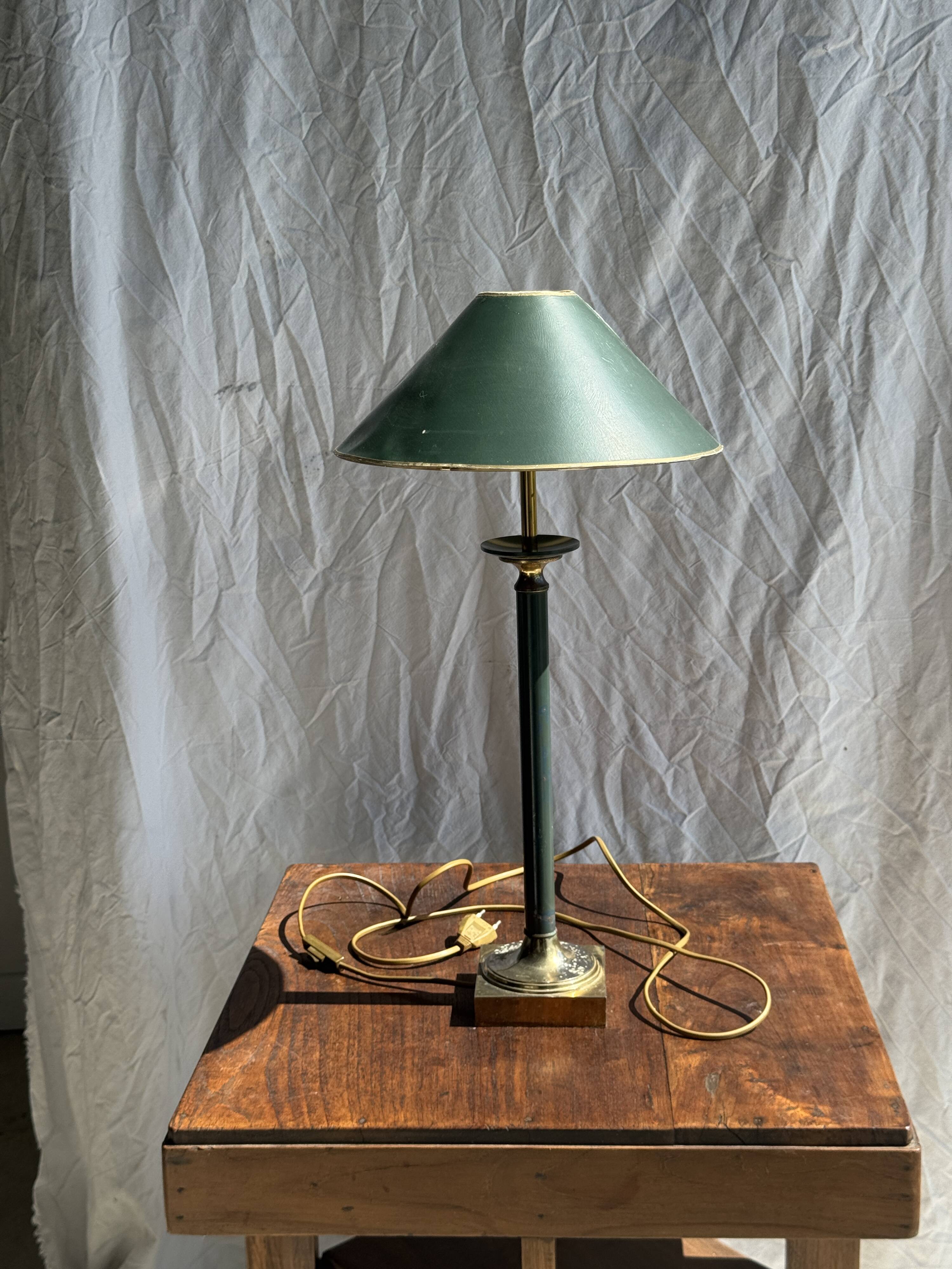 Vintage green and gold table lamp H60 D30