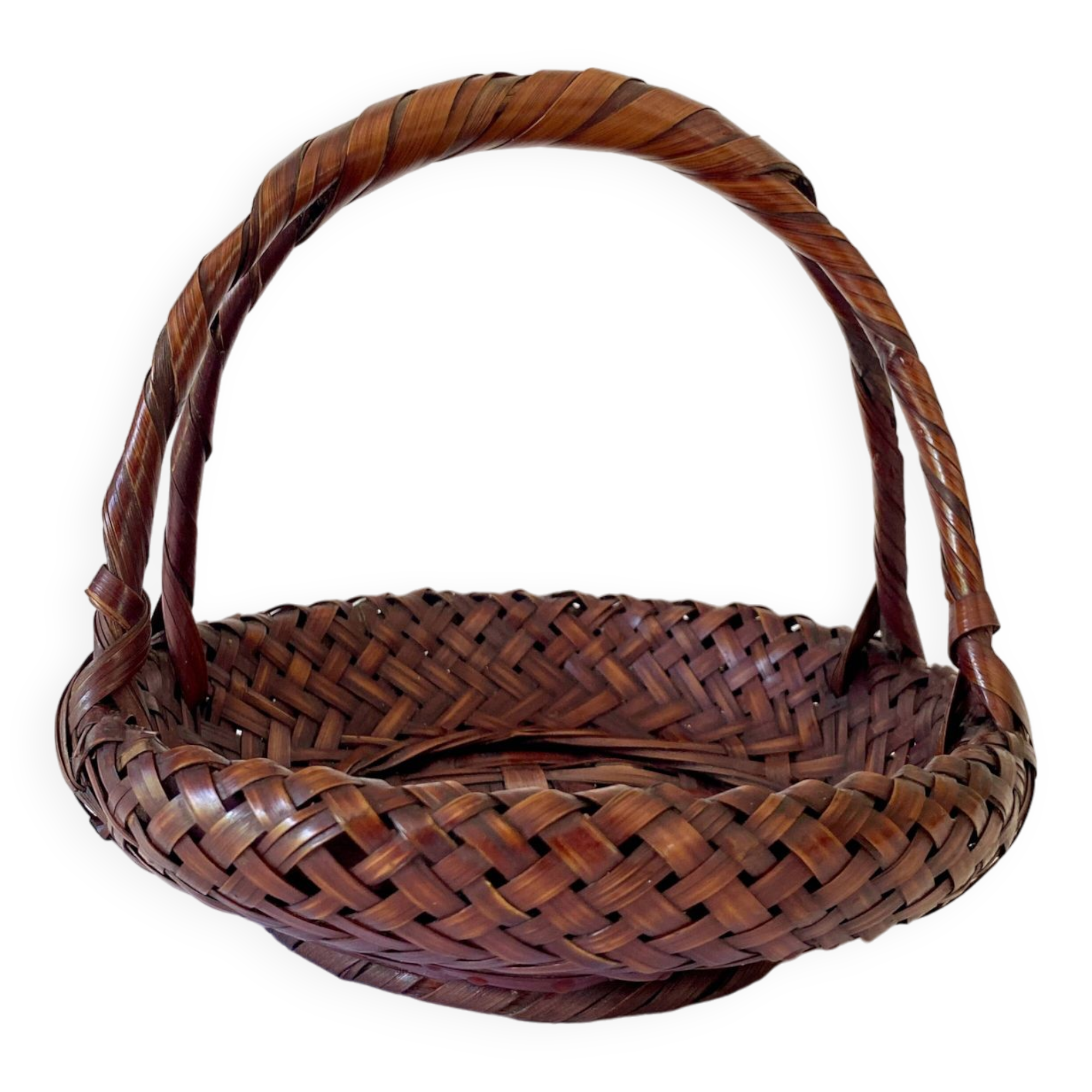 Japanese Ikebana basket, woven bamboo, 1960