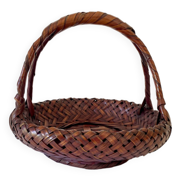 Japanese Ikebana basket, woven bamboo, 1960