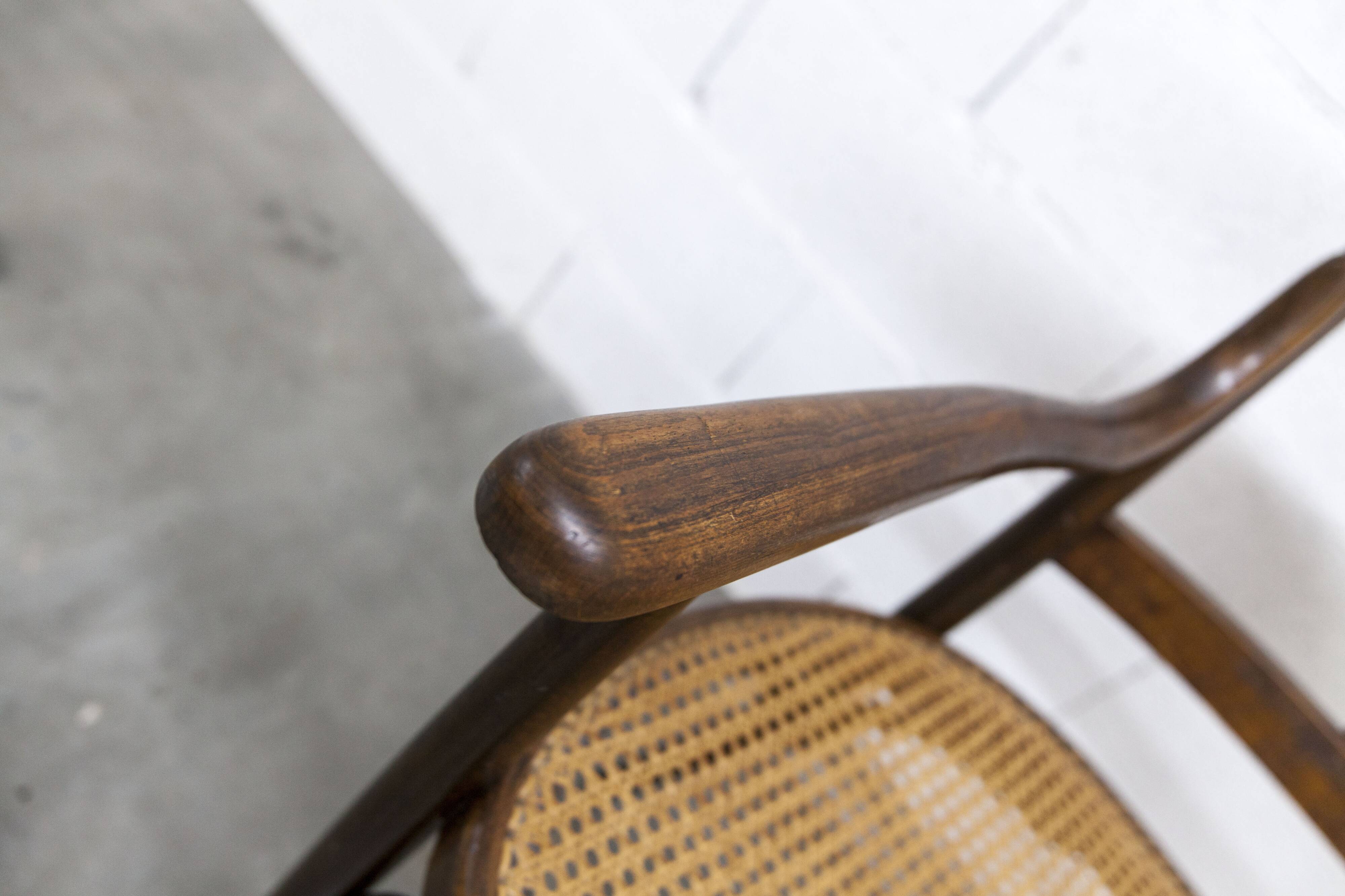 Fischel bench 1930 curved wood artisanal cane handmade