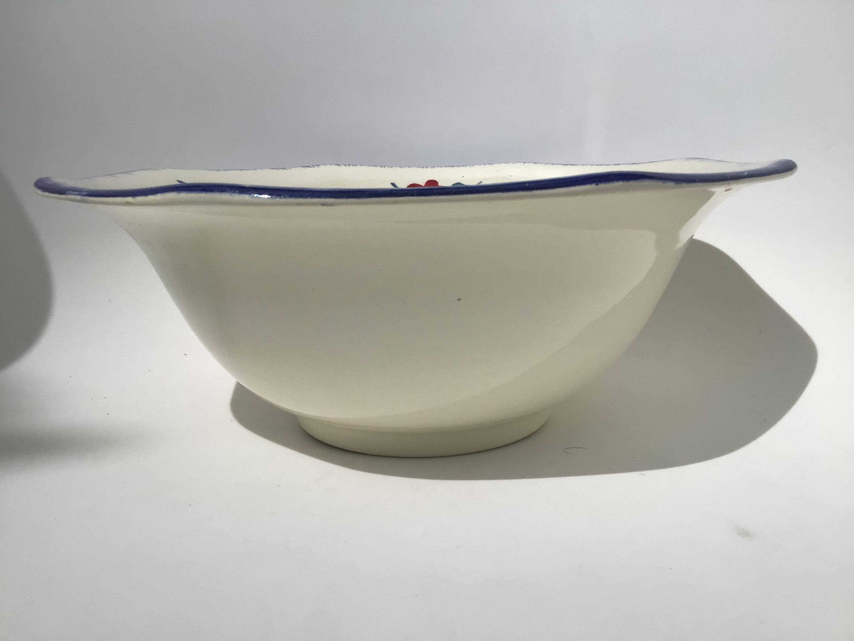 Mary Lou Digoin octagonal salad bowl diameter 28cm dark blue edge