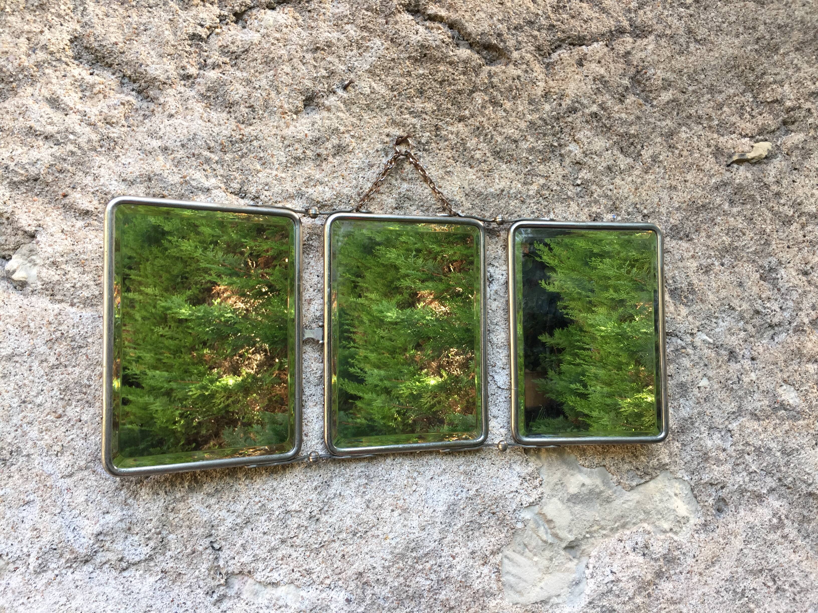 Barber triptych mirror beveled 51 x 22 cm