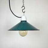 Industrial petrol enamel pendant light, 1970s
