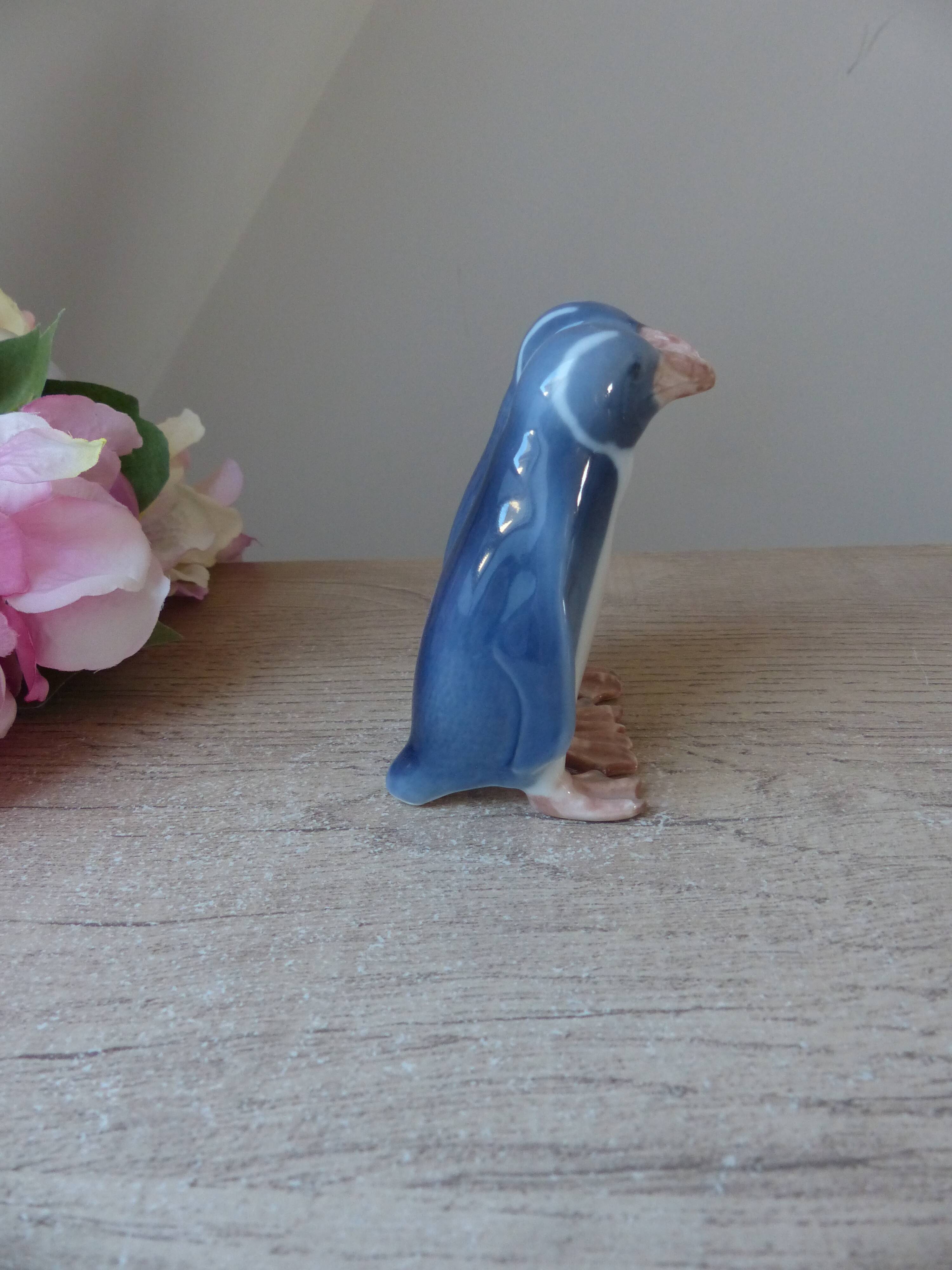 Vintage anna trap - figurine d’oiseau pingouin pour royal copenhagen signé, cadeau couple mariage