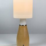 Scandinavian space age teak and opaline table lamp, Sweden