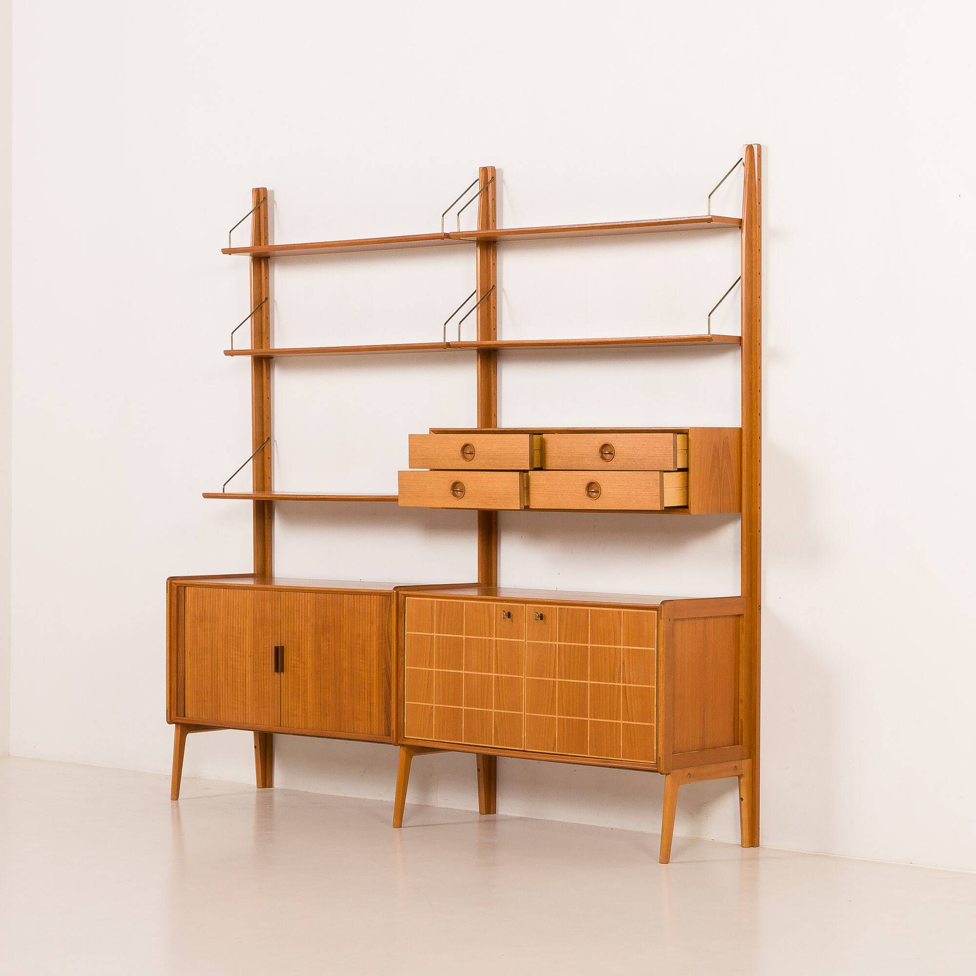 Fredrik A. Kayser teak free standing wall unit for Gustav Bahus, Norway 196