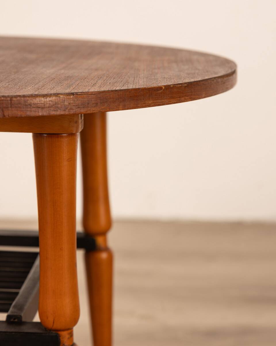 Vintage 60's table in wood and brass italian design