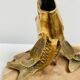 Pair of koi carp vases in brass, animal sculpture