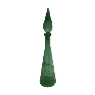 Italian carafe in green glass with its cap