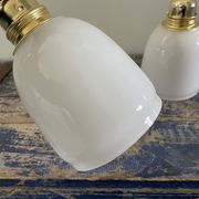Pair of vintage white opaline sconces restored